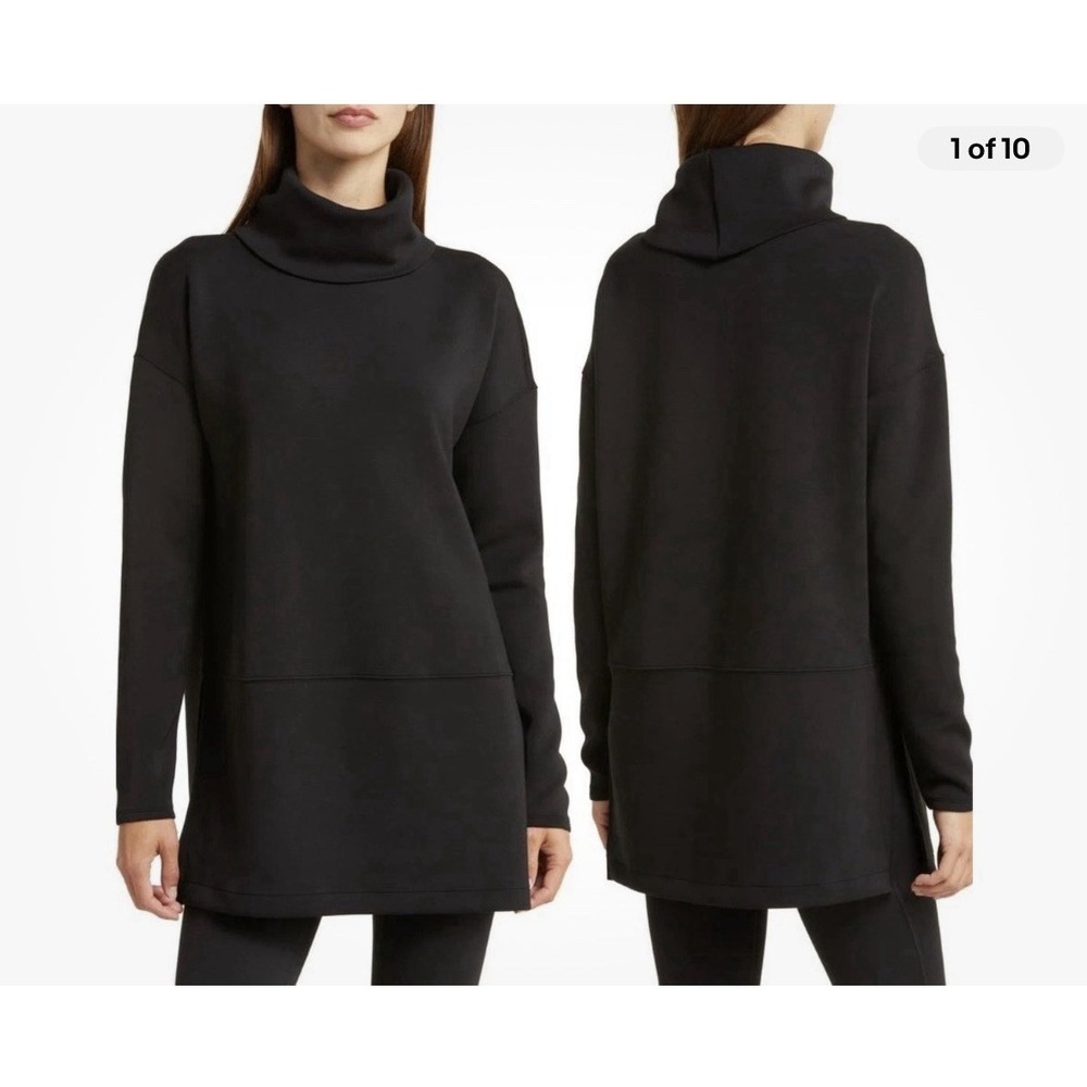 Spanx AirEssentials Turtleneck Tunic Very Black Soft Lightweight Top XS Comfy